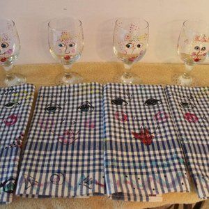 Hand Painted Wine/Water Glasses
